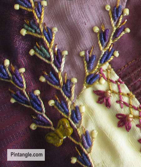 How to hand embroider crazy quilt seams feather stitch