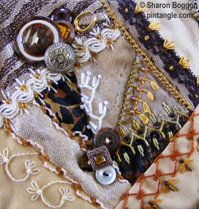 Crazy Quilt Block 76 on the I Dropped the Button Box Quilt