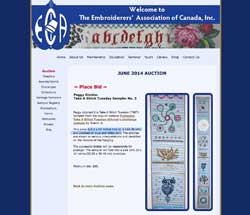 Auction of TAST sampler by the Embroiderers’ Association of Canada